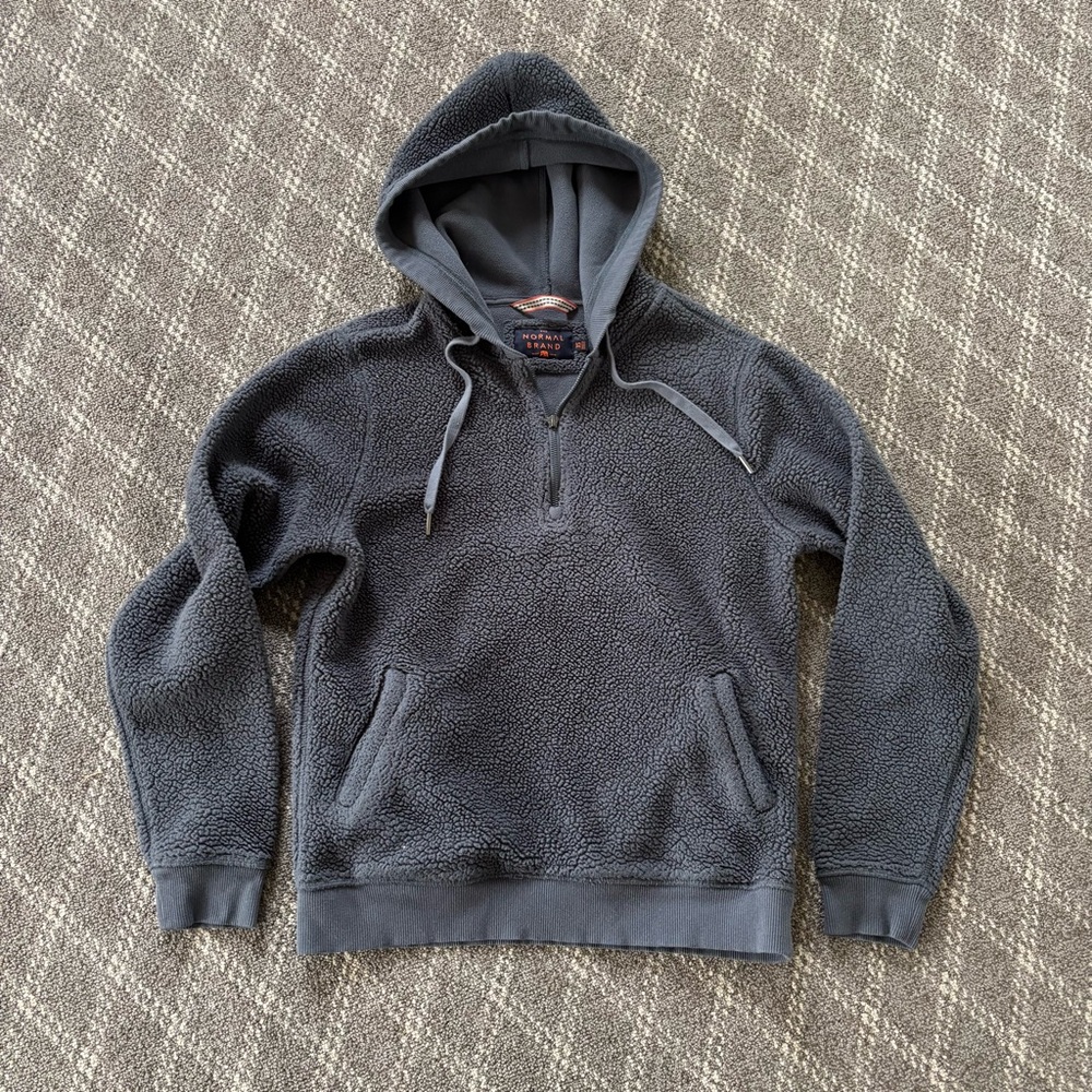 The Normal Brand men’s Charcoal Sherpa hooded Fleece Jacket XS